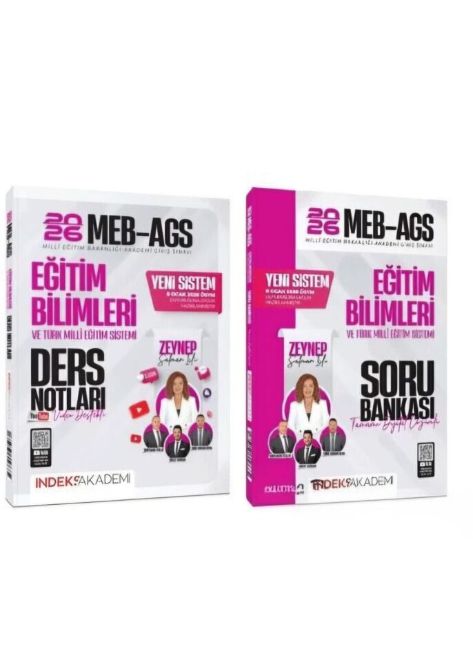 2026 MEB-AGS Eğitim Bilimleri ve Türk Milli Eğitim Sistemi Video Ders Notları + Soru Bankası 2 li Set İndeks Akademi Yayıncılık