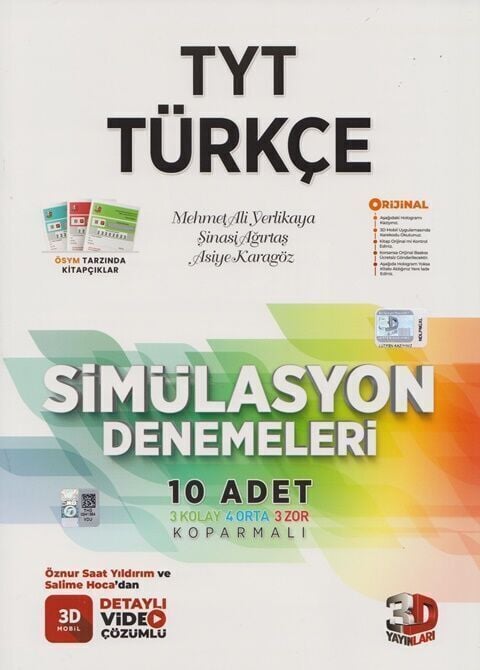 3D Yayınları TYT Türkçe Simülasyon 10'lu Deneme