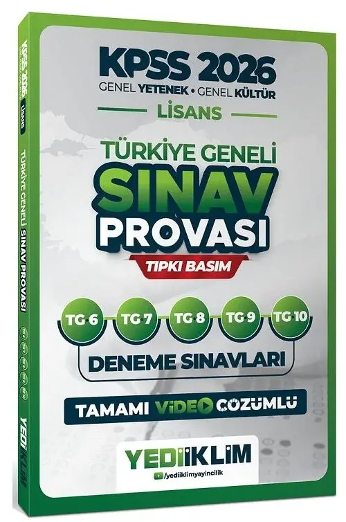 Yediiklim 2026 KPSS Genel Yetenek Genel Kültür Lisans Türkiye Geneli Sınav Provası 5 Deneme Çözümlü (6-7-8-9-10) Yediiklim Yayınları