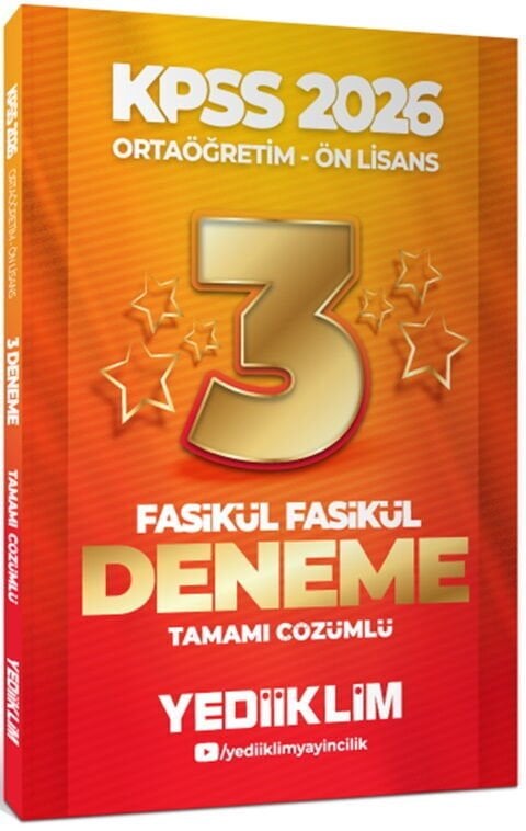 Yediiklim 2026 KPSS Ortaöğretim Önlisans Genel Yetenek Genel Kültür Tamamı Çözümlü 3 Yıldız Fasikül Deneme