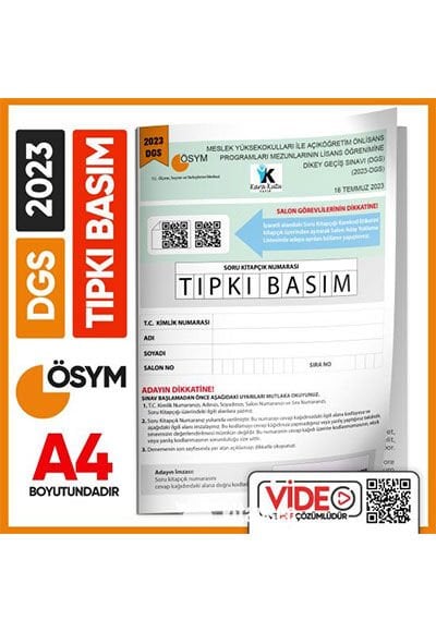 DGS Sayısal-Sözel ÖSYM Tıpkı Basım Çıkmış Soru Deneme Kitapçığı (Video Çözümlü Türkiye Geneli) Kara Kutu Yayınları