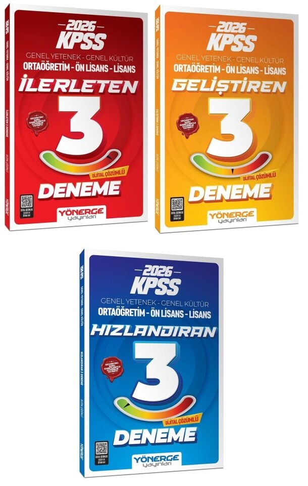 Yönerge 2026 KPSS Genel Yetenek Genel Kültür İlerleten + Geliştiren + Hızlandıran 9 Deneme 3 lü Set Yönerge Yayınları