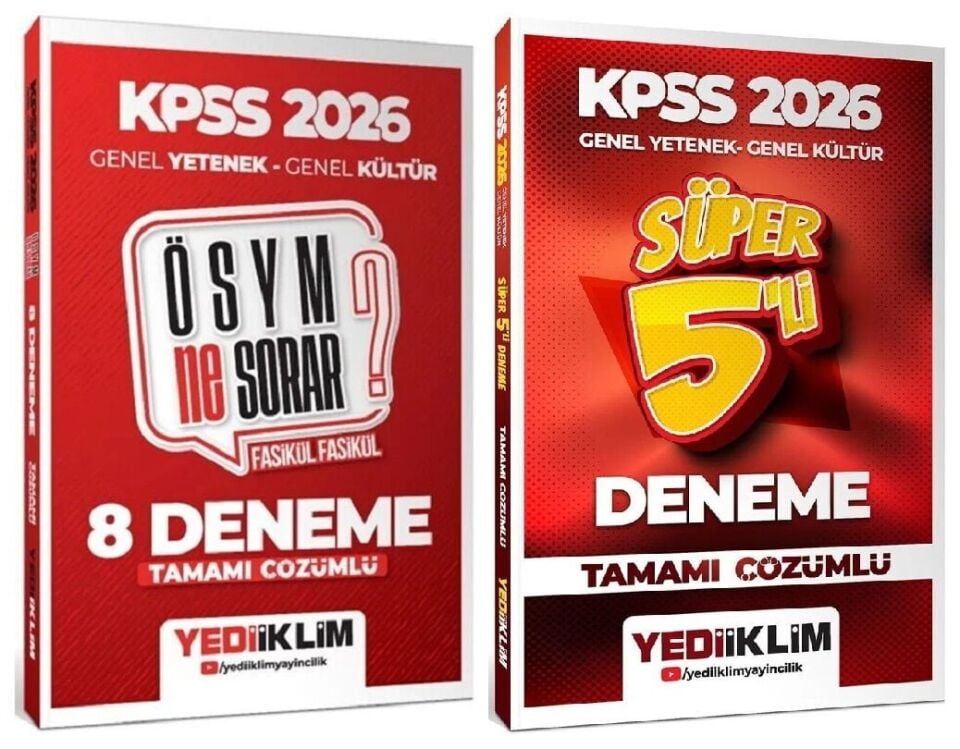 Yediiklim 2026 KPSS Genel Yetenek Genel Kültür ÖSYM Ne Sorar Süper 8+5 Deneme 2 li Set Yediiklim Yayınları