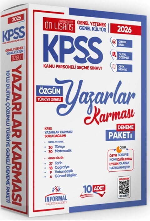İnformal Yayınları 2026 KPSS Lisans Yazarlar Karması GYGK Türkiye Geneli Kurumsal 10lu Deneme Paketi