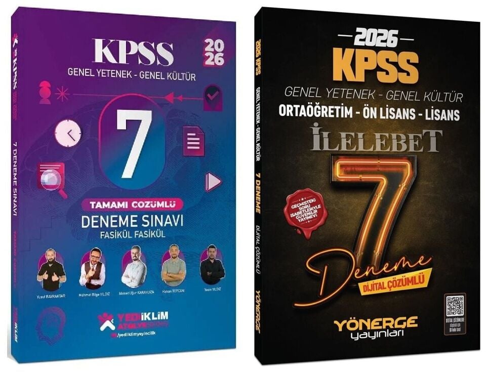 Yediiklim + Yönerge 2026 KPSS Genel Yetenek Genel Kültür Atölye 7+7 Deneme 2 li Set Yediiklim + Yönerge Yayınları
