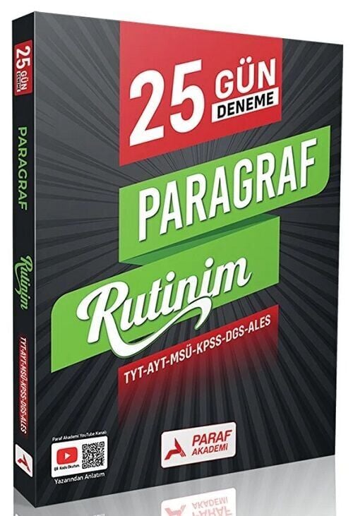 Paraf Akademi YKS KPSS DGS ALES Paragraf Rutinim 25 Gün Deneme Paraf Akademi Yayınları