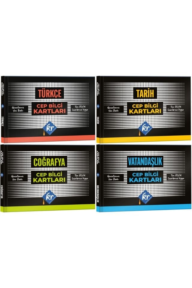 KPSS Tüm Sınavlar İçin Türkçe Tarih Coğrafya Vatandaşlık Cep Bilgi Kartları Seti KR Akademi Yayınları
