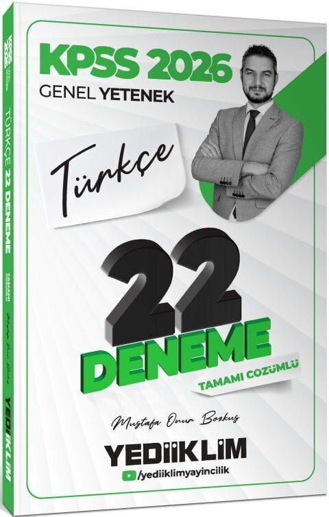 Yediiklim 2026 KPSS Genel Yetenek Türkçe Tamamı Çözümlü 22 Deneme Sınavı