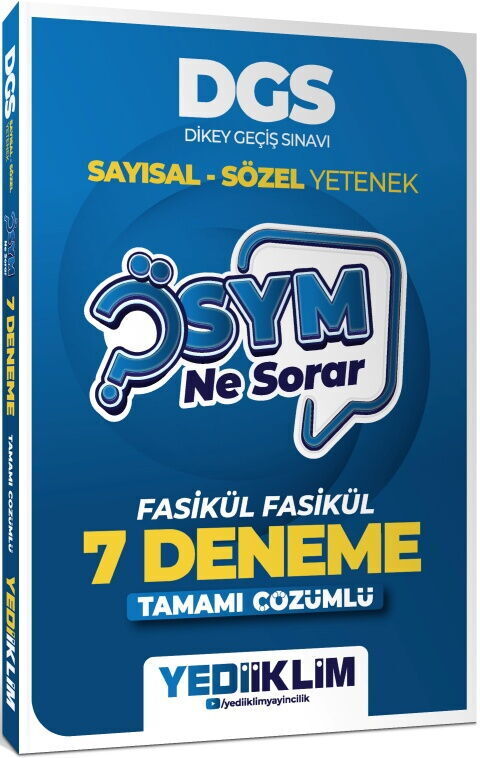 Yediiklim 2027 DGS Sayısal Sözel Yetenek ÖSYM Ne Sorar Tamamı Çözümlü Fasikül 7 Deneme