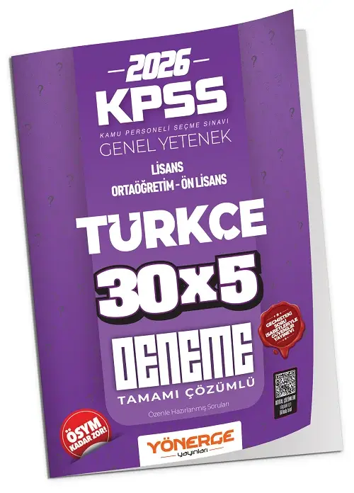 Yönerge 2026 KPSS Türkçe İLELEBET 30x5 Deneme Çözümlü Yönerge Yayınları