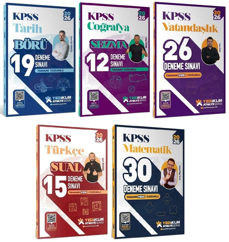 Yediiklim 2026 KPSS Genel Yetenek Genel Kültür 102 Deneme Atölye Serisi 5 li Set Yediiklim Yayınları