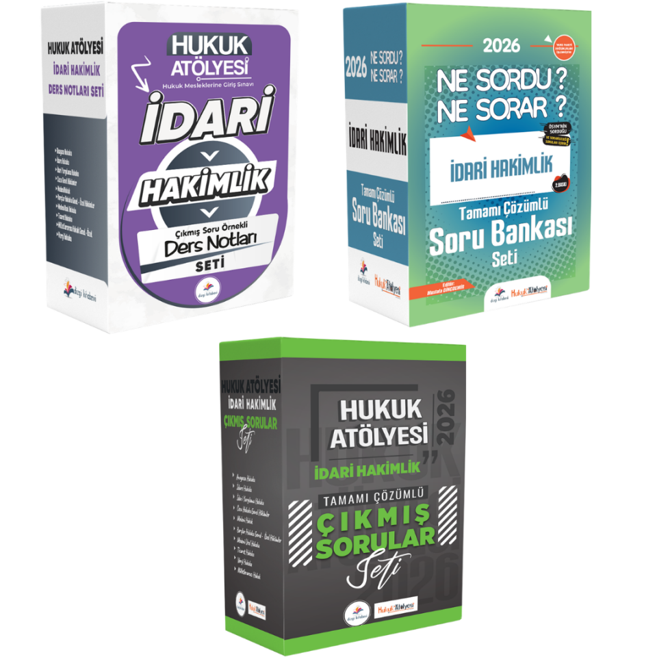 Dizgi Kitap 2026 Hukuk Atölyesi İdari Hakimlik Çıkmış Soru Örnekli Ders Notları Seti, Hukuk Atölyesi İdari Hakimlik Soru Bankası Seti ve Hukuk Atölyesi İdari Hakimlik Çıkmış Sorular Seti