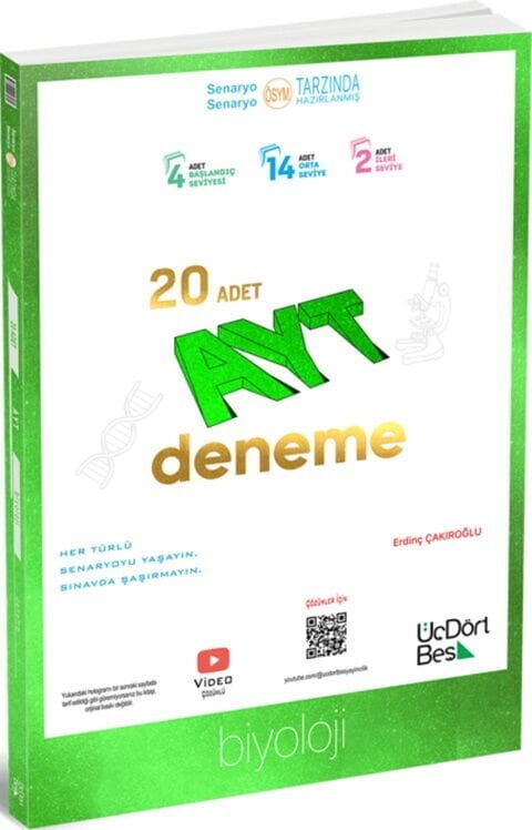ÜçDörtBeş Yayınları AYT Biyoloji 20 Deneme