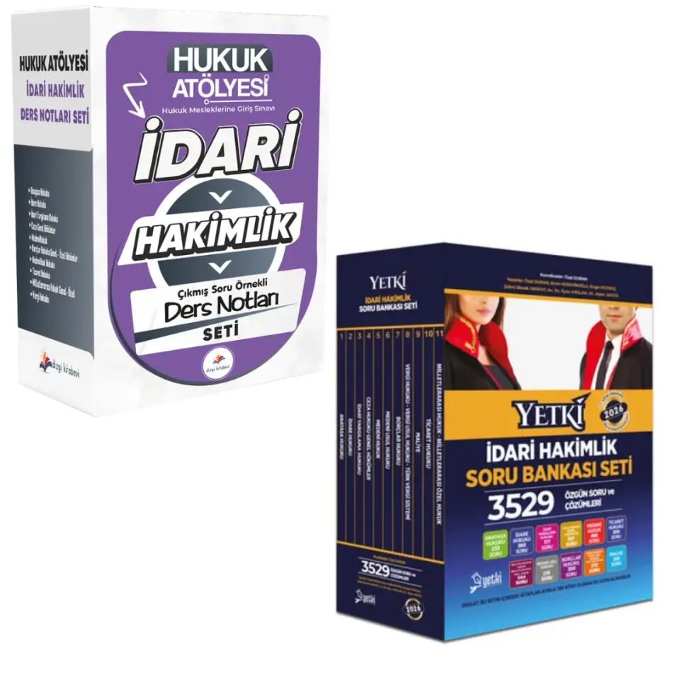 Dizgi Kitap 2026 Hukuk Atölyesi İdari Hakimlik Çıkmış Soru Örnekli Ders Notları Seti ve Yetki Yayınları İdari Hakimlik Soru Bankası Seti 2'li Set