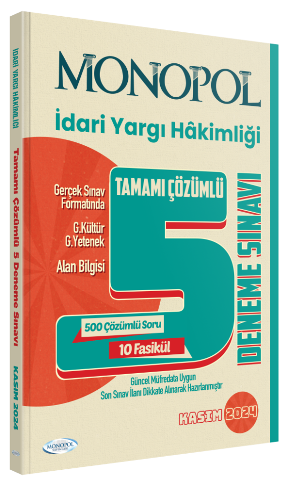 Monopol Yayınları 2024 İdari Yargı Hâkimliği Çözümlü 5 Deneme Sınavı