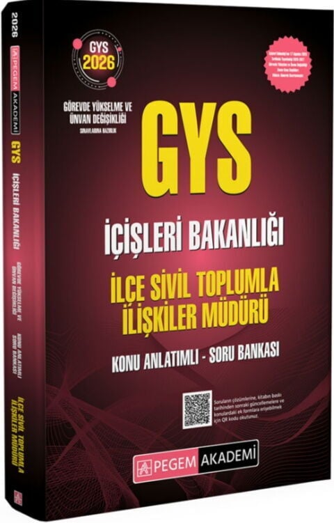 Pegem Yayınları 2026 GYS İçişleri Bakanlığı İlçe Sivil Toplumla İlişkiler Müdürü Konu Anlatımlı Soru Bankası