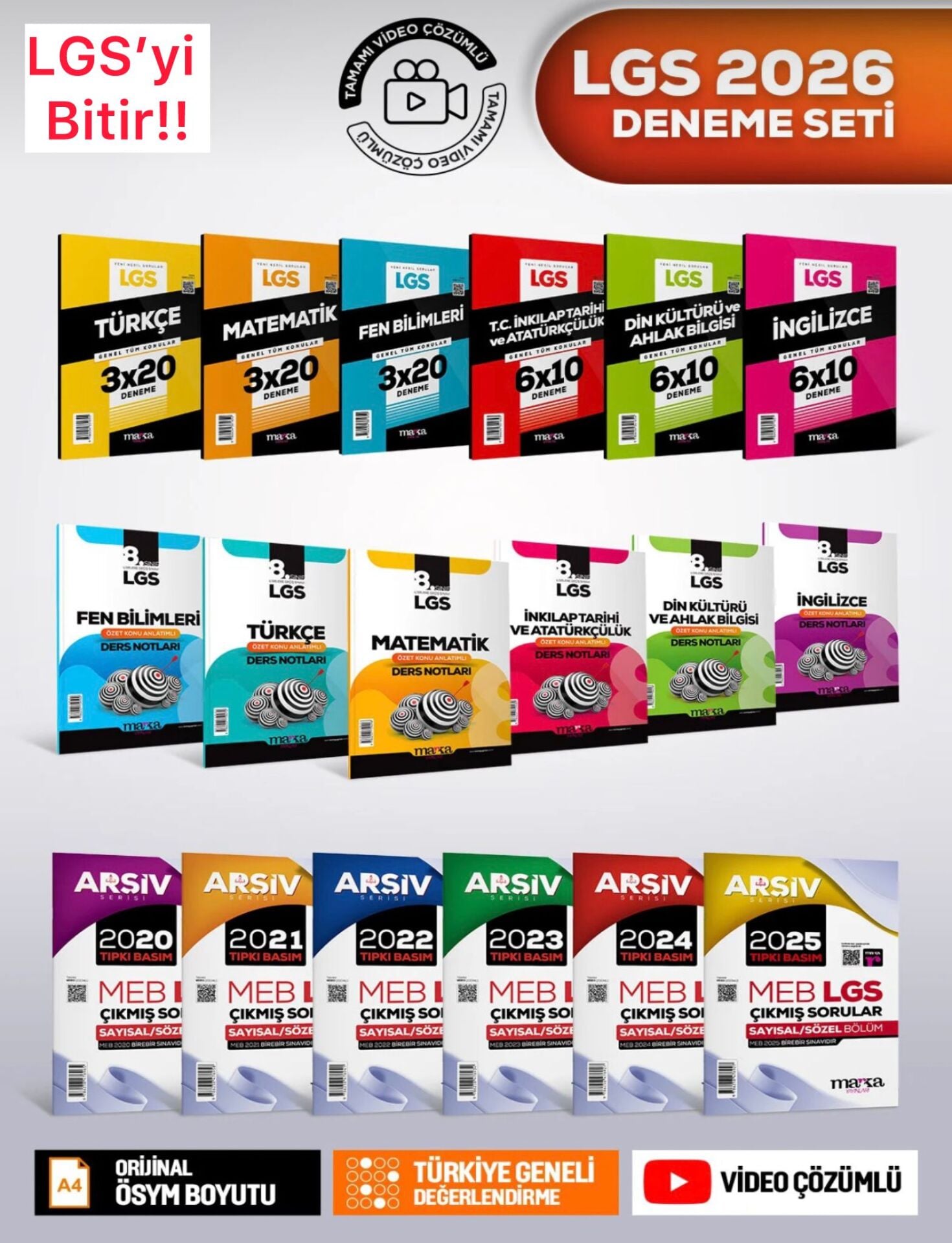 LGS 2026 Bitirme Seti | Özet Konu Anlatımlı Ders Notları | Tüm Dersler Deneme Seti | LGS Son 6 Yıl Çıkmış Sorular