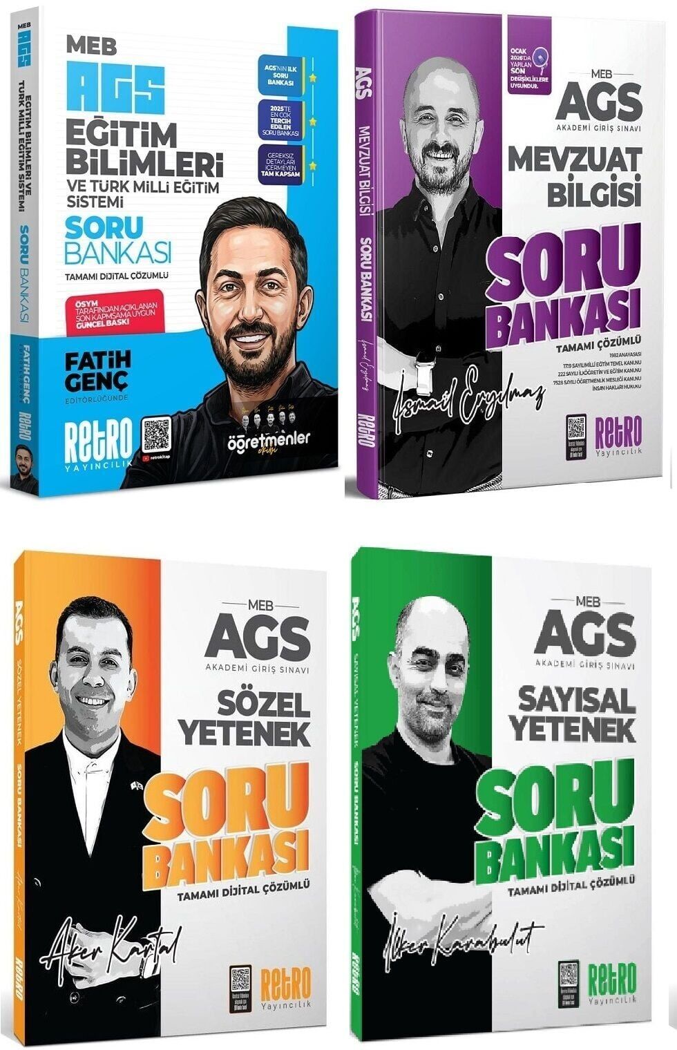 YENİ AGS - Retro 2026 MEB-AGS Eğitim Bilimleri + Mevzuat Bilgisi + Tarih + Türkiye Coğrafyası Soru Bankası 4 lü Set Retro Yayıncılık