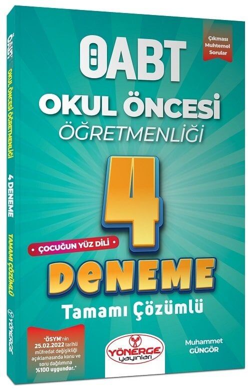 SÜPER FİYAT - Yönerge ÖABT Okul Öncesi Çocuğun Yüz Dili 4 Deneme Çözümlü - Muhammet Güngör Yönerge Yayınları