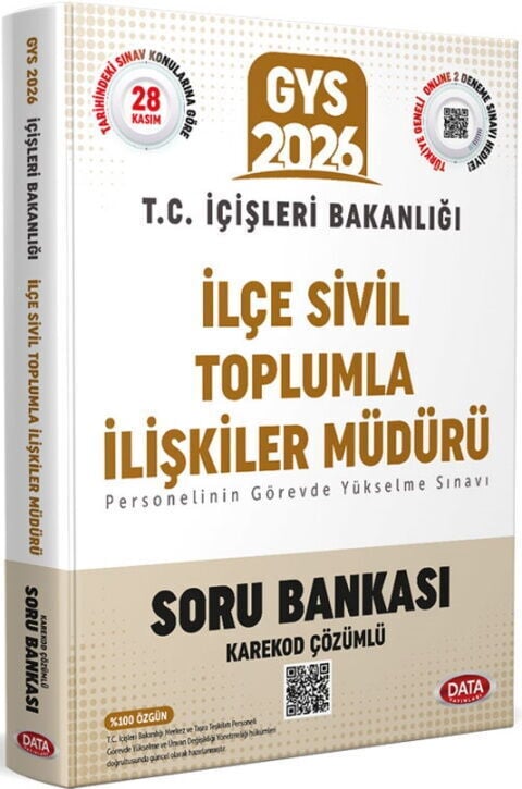 Data Yayınları 2026 GYS T.C. İçişleri Bakanlığı İlçe Sivil Toplumla İlişkiler Müdürü Tamamı Çözümlü Soru Bankası