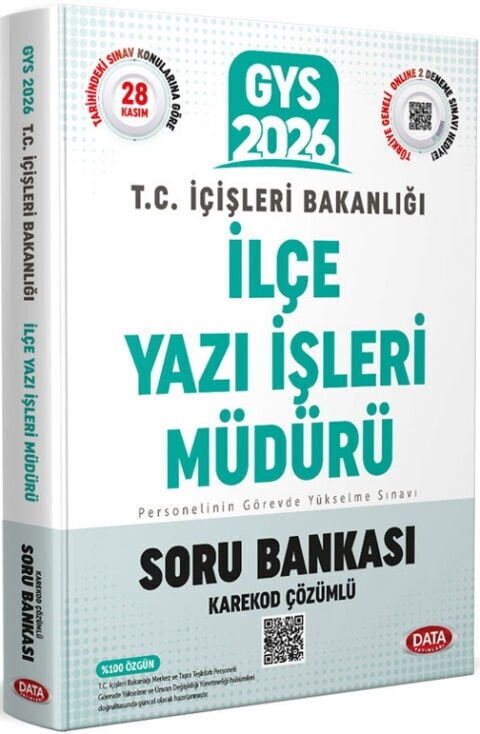 Data Yayınları 2026 GYS T.C. İçişleri Bakanlığı İlçe Yazı İşleri Müdürü Soru Bankası