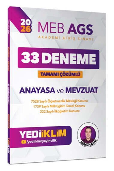 Yediiklim Yayınları 2026 MEB AGS Anayasa ve Mevzuat Tamamı Çözümlü 33 Deneme