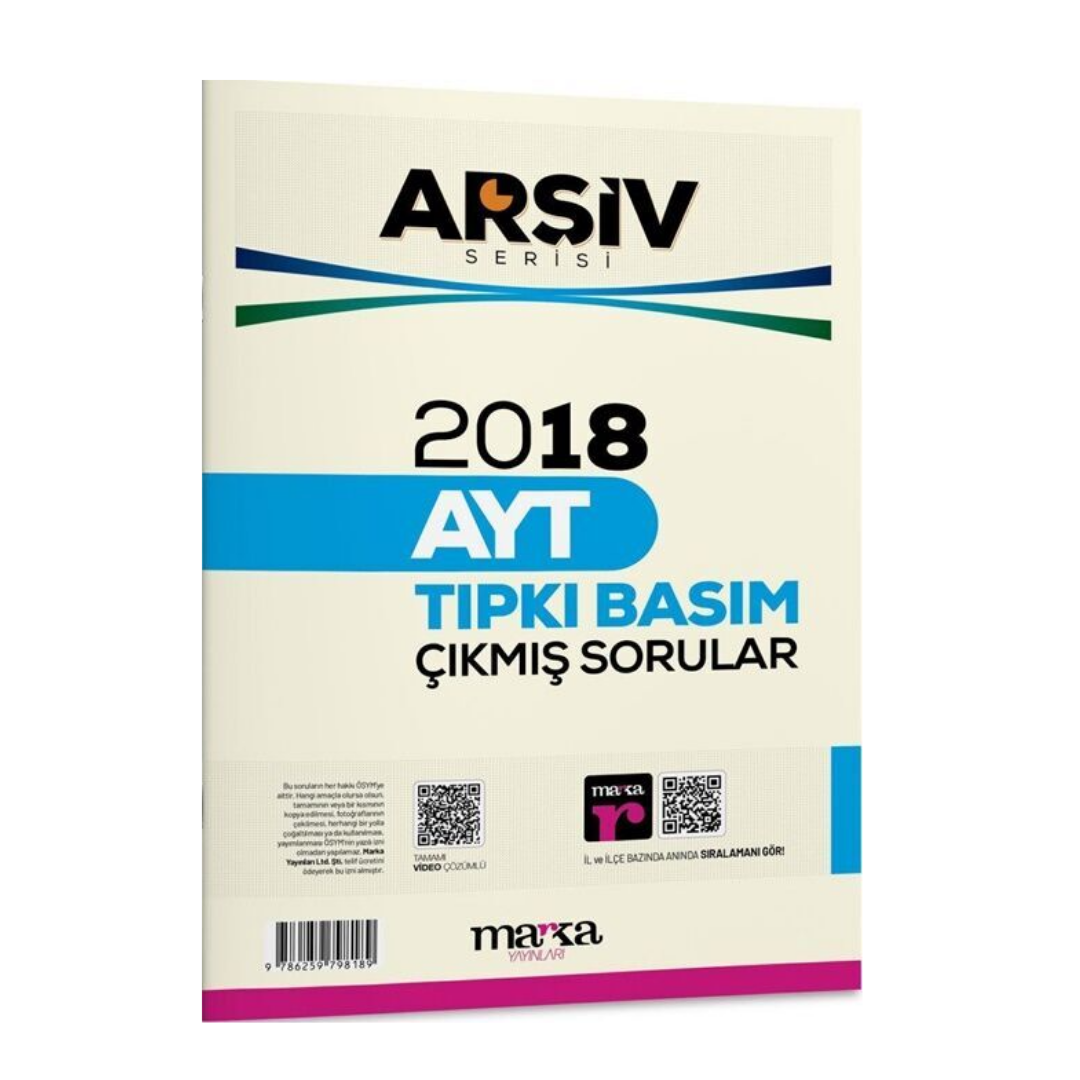 Marka Yayınları 2018 AYT Arşiv Serisi Tıpkı Basım Çıkmış Sorular Tamamı Video Çözümlü