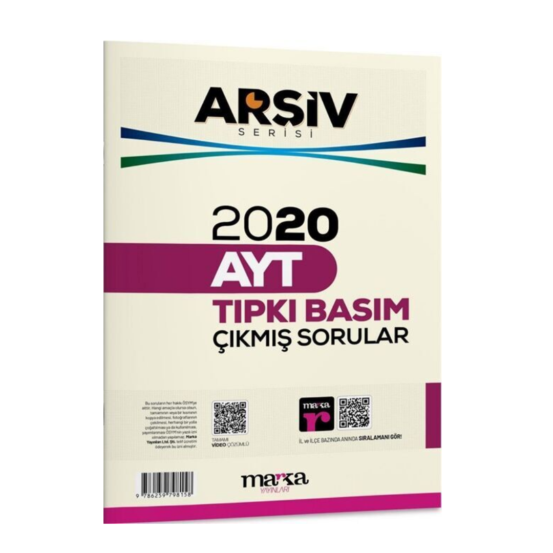 Marka Yayınları 2020 AYT Arşiv Serisi Tıpkı Basım Çıkmış Sorular Tamamı Video Çözümlü