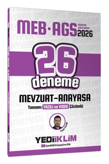Yediiklim Yayınları 2026 MEB AGS Mevzuat Anayasa Tamamı Yazılı ve Video Çözümlü 26 Deneme