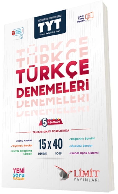 Limit Yayınları TYT Türkçe 15 X 40 5 Aşamada Yeni Soru Tarzları ile Denemeleri