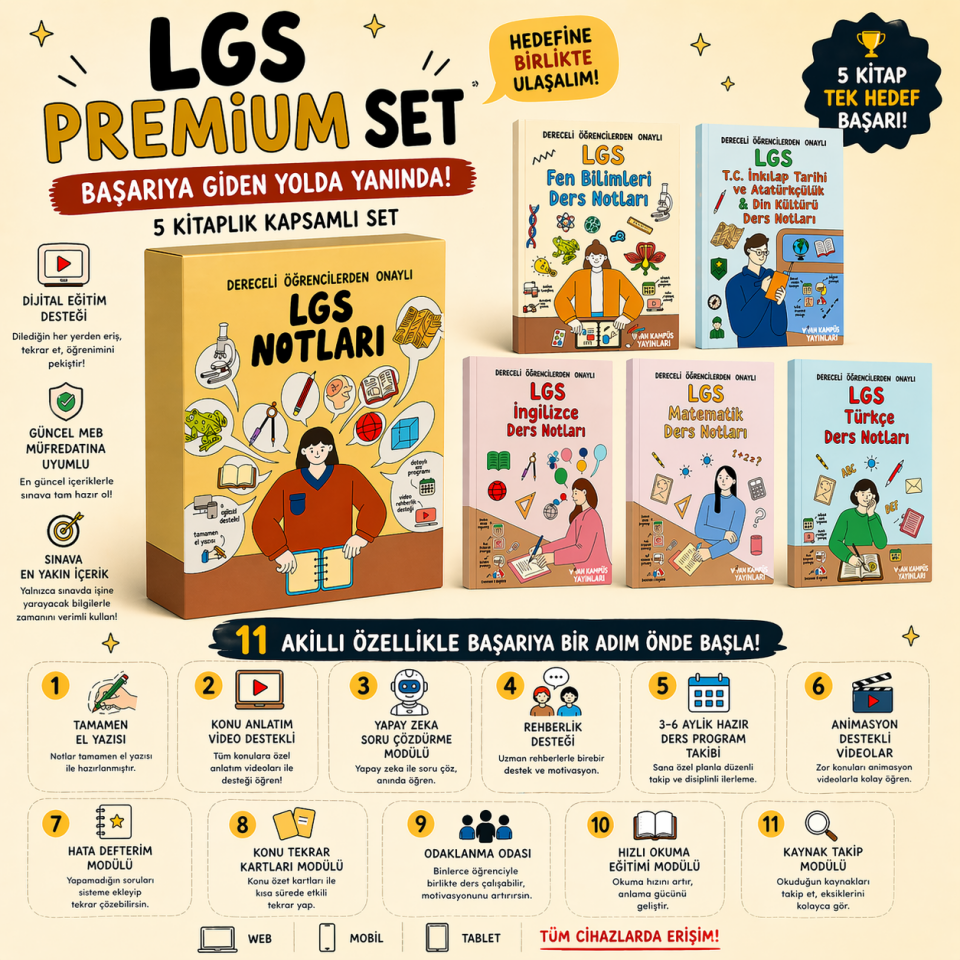 Vin Kampüs LGS Ders Notları BASKILI SET (Premium)