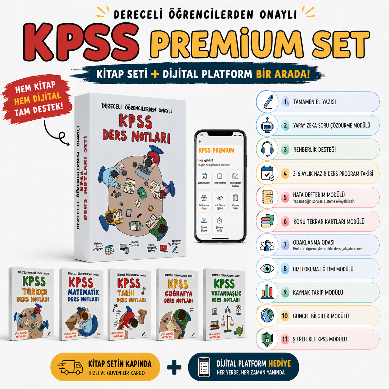 Vin Kampüs KPSS Ders Notları GKGY Ön Lisans, Lisans ve Orta Öğretim Basılı Set
