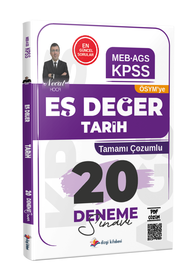 Dizgi Kitap 2026 KPSS MEB AGS ÖSYM'YE Eş Değer Tarih Tamamı PDF Çözümlü 20 Deneme Sınavı Necat Hoca