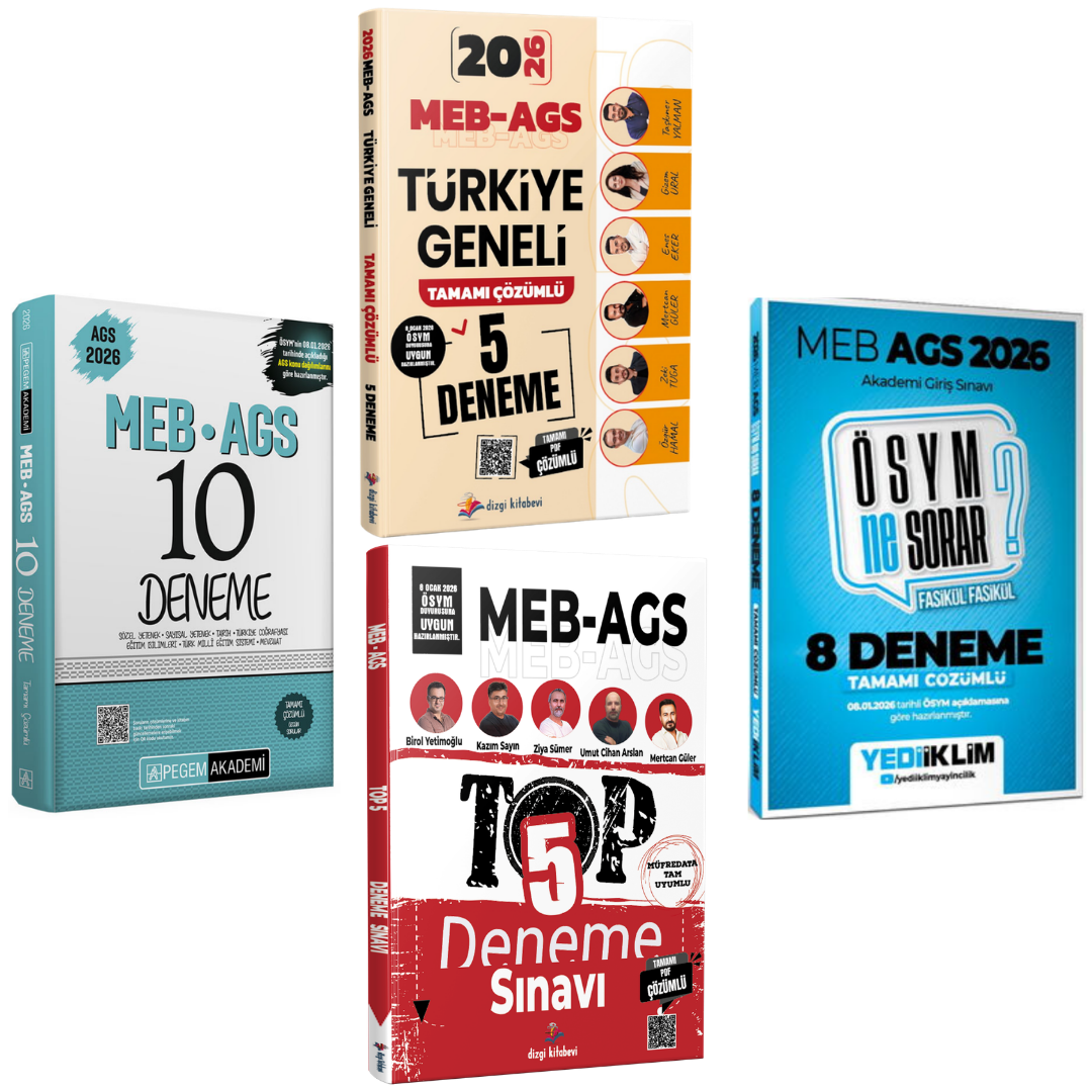 Dizgi Kitap 2026 MEB AGS Türkiye Geneli 5 Deneme & MEB AGS Top 5 Deneme & Pegem AGS 10 Deneme & Yediiklim ÖSYM Ne Sorar 8 Deneme Süper Set