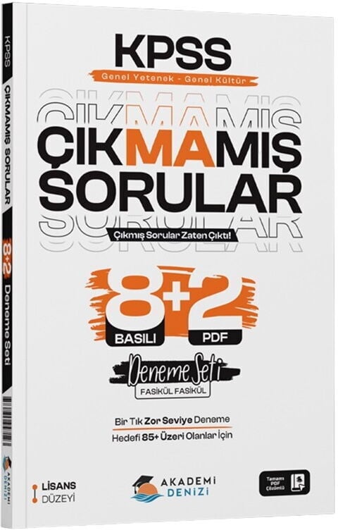 Akademi Denizi KPSS GYGK Çıkmamış Sorular 8+2 Deneme Seti