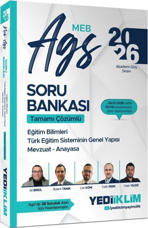 Yediiklim 2026 MEB AGS Eğitim Bilimleri Türk Eğitim Sisteminin Genel Yapısı Mevzuat Anayasa Tamamı Çözümlü Soru Bankası