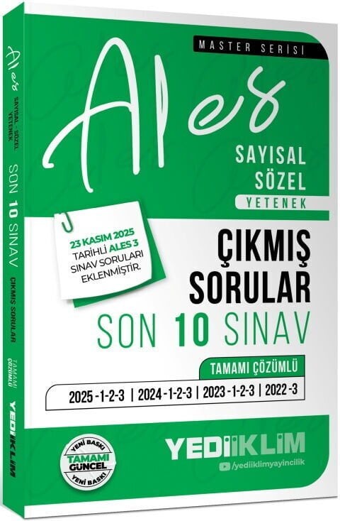 Yediiklim 2026 ALES Sayısal Sözel Yetenek Tamamı Çözümlü Son 10 Sınav Çıkmış Sorular