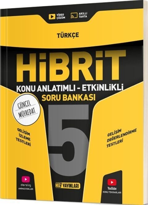 Hız Yayınları 5. Sınıf Türkçe HİBRİT Konu Anlatımlı Etkinlikli Soru Bankası
