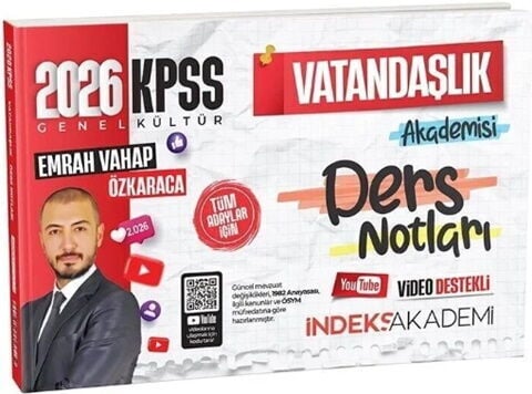 İndeks Akademi 2026 KPSS Vatandaşlık Akademisi Video Ders Notları Emrah Vahap
