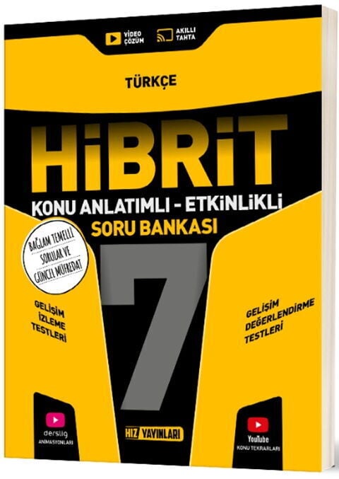 Hız Yayınları 7. Sınıf Türkçe HİBRİT Konu Anlatımlı Etkinlikli Soru Bankası