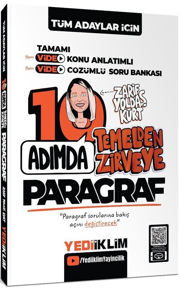 Yediiklim Tüm Adaylar İçin 10 Adımda Paragraf Video Konu Anlatımlı ve Video Çözümlü Soru Bankası