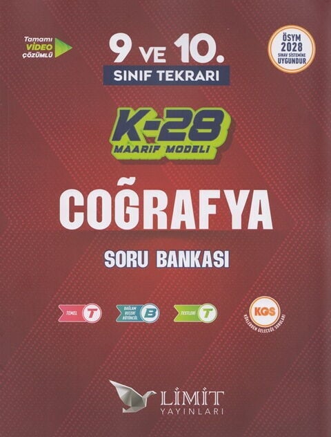 Limit Yayınları TYT 9. ve 10. Sınıf Tekrarı Coğrafya K-28 Maarif Model Soru Bankası
