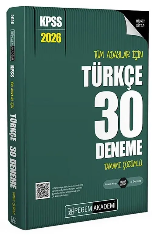 Pegem 2026 KPSS Türkçe 30 Deneme Çözümlü Pegem Akademi Yayınları