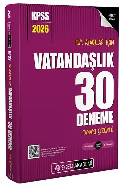 2026 KPSS Vatandaşlık 30 Deneme Çözümlü Pegem Akademi Yayınları