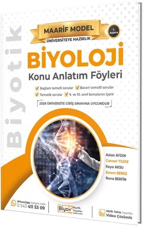 Biyotik Yayınları Üniversiteye Hazırlık Biyoloji Maarif Model Konu Anlatım Föyleri