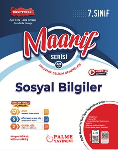 Palme Yayınları 7. Sınıf Sosyal Bilgiler Maarif Serisi Akademik Gelişim Denemeleri 40 Föy
