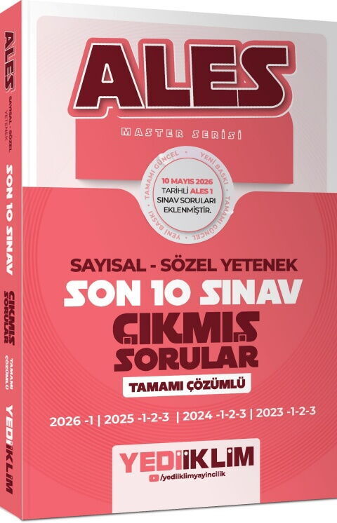 Yediiklim Yayınları ALES Master Serisi Sayısal Sözel Yetenek Tamamı Çözümlü Son 10 Sınav Çıkmış Sorular