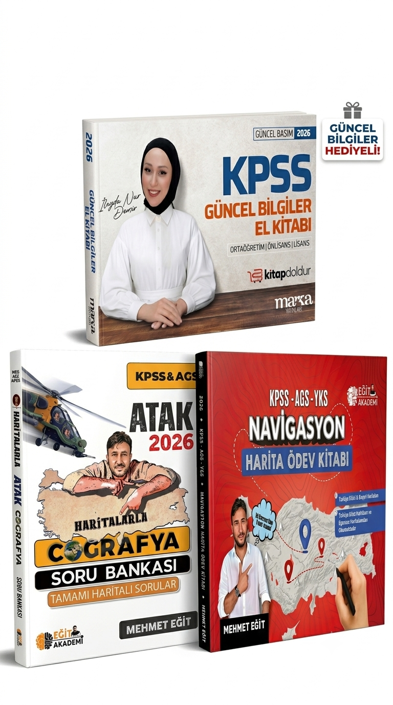 Mehmet Eğit Harita Kamp Seti (Navigasyon + Atak Soru Bankası) Güncel Bilgiler Kitabı Hediyeli