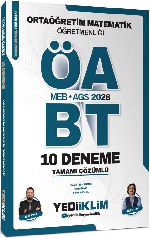 Yediiklim 2026 MEB AGS ÖABT Ortaöğretim Matematik Öğretmenliği Tamamı Çözümlü 10 Deneme