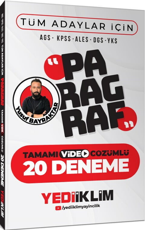Yediiklim AGS KPSS ALES DGS YKS Tüm Adaylar İçin Paragraf Tamamı Video Çözümlü 20 Deneme